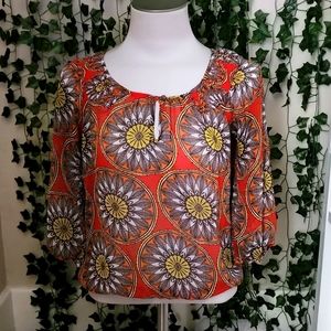 Banana Republic 3/4 sleeve sheer print top